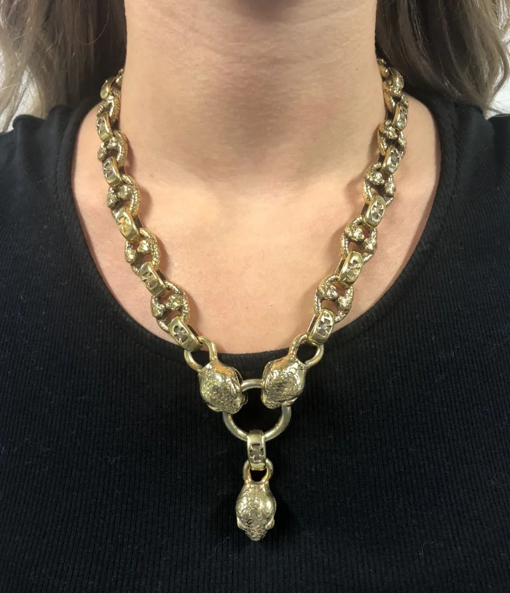 Vintage Snake Collar 18Ct Gold Silver Necklace 288 Grams