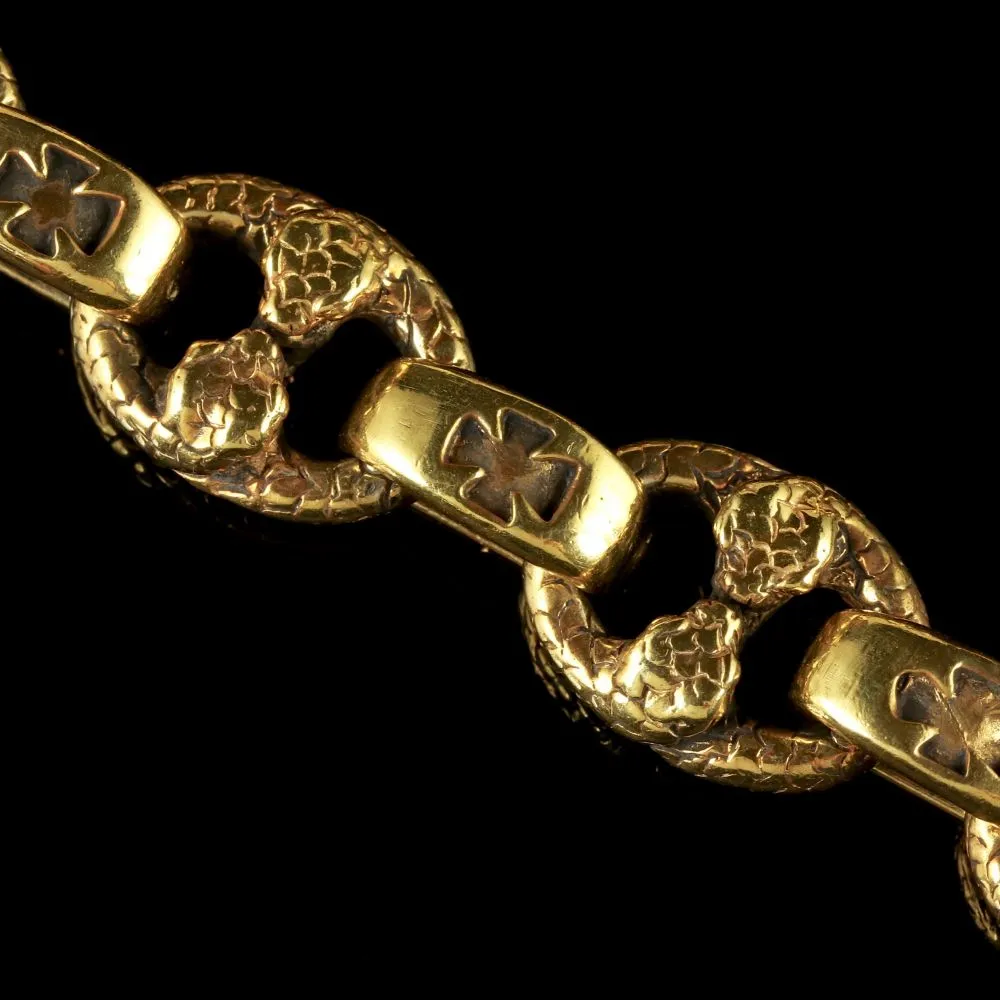 Vintage Snake Collar 18Ct Gold Silver Necklace 288 Grams