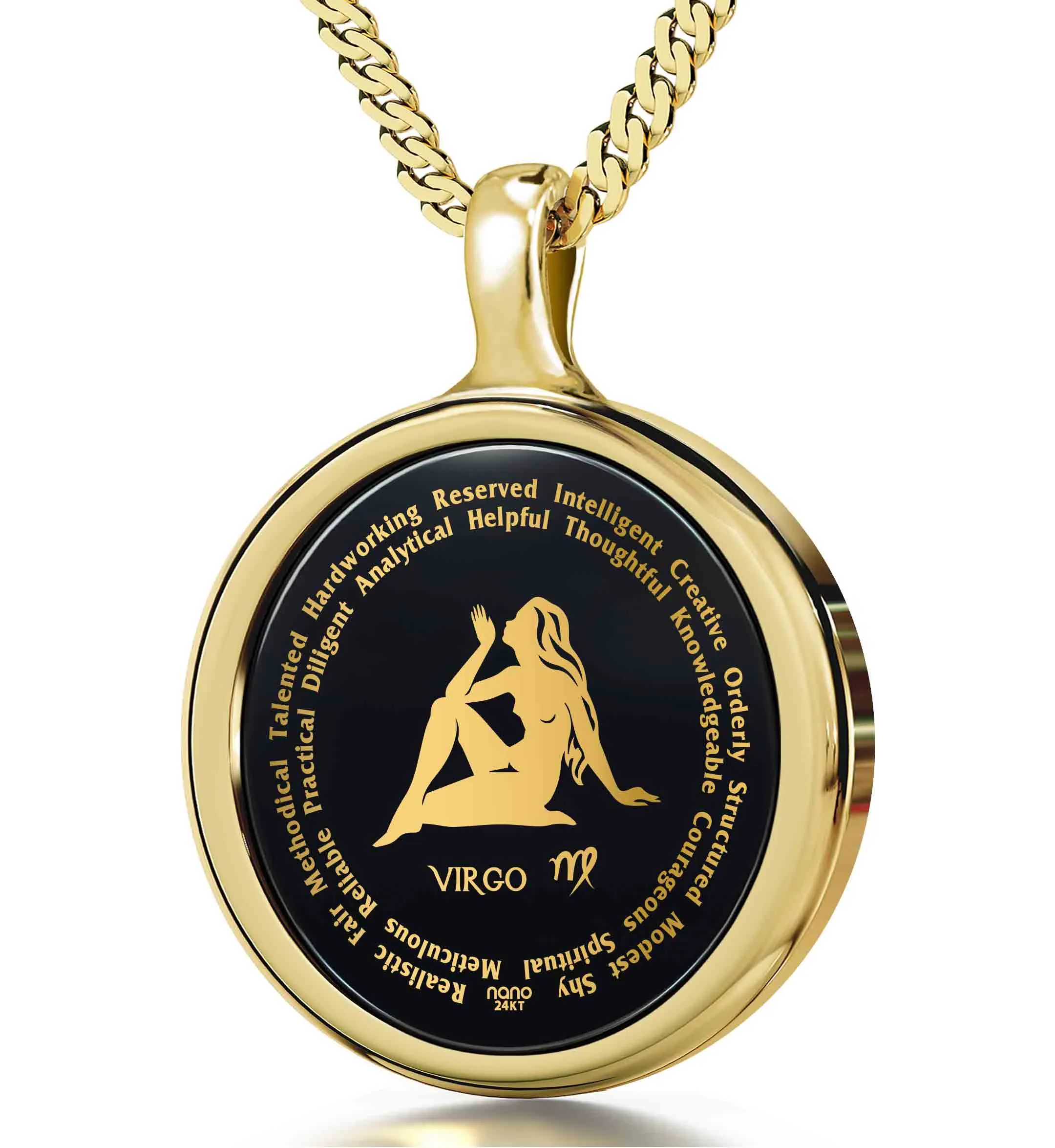 Virgo Necklaces for Lovers of the Zodiac 24k Gold Inscribed