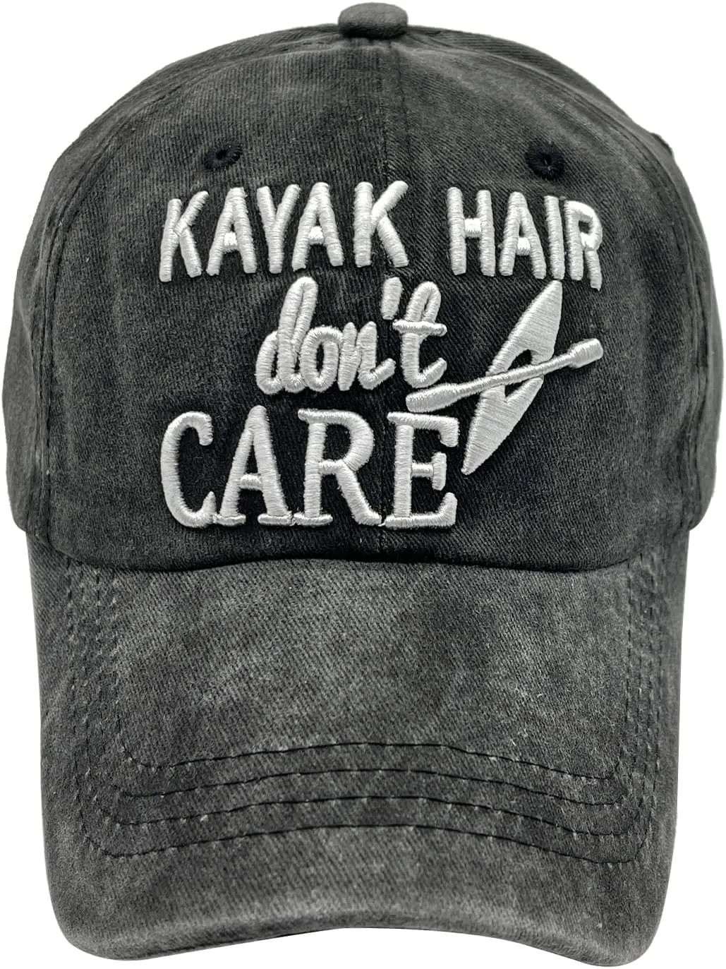 Women's Kayak Hair Don't Care Hat, Denim Washed Adjustable Baseball Cap