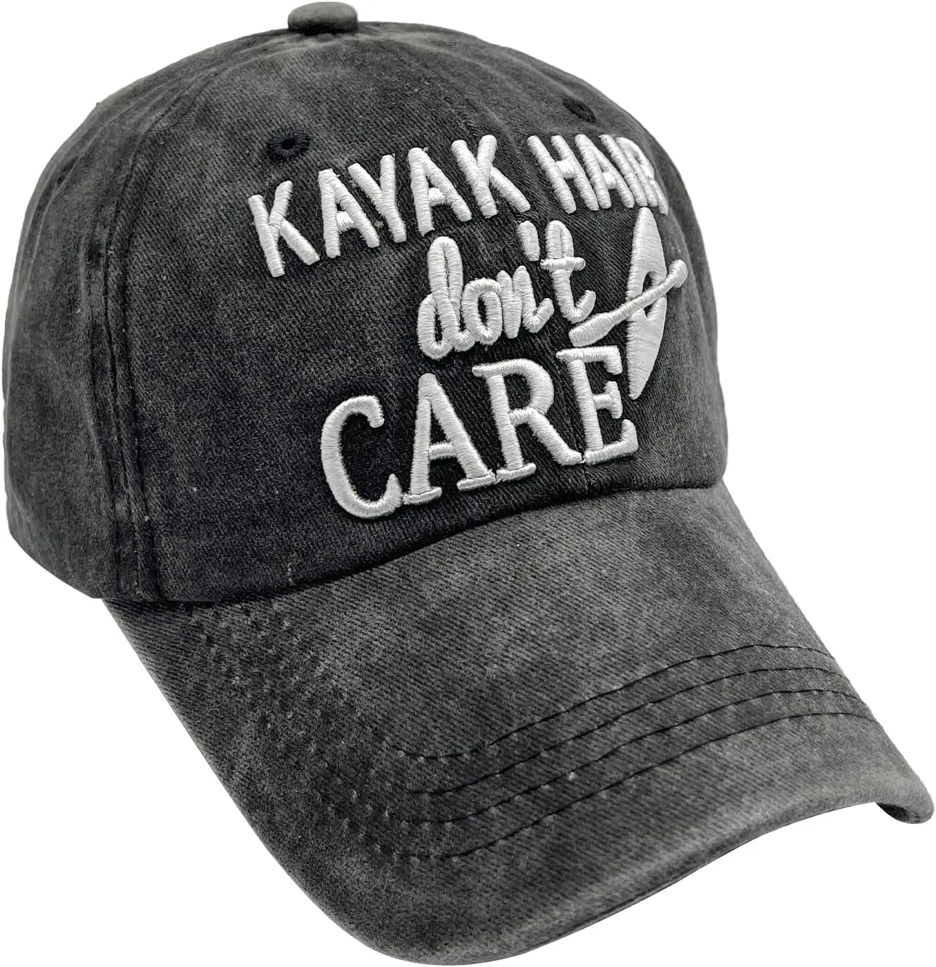 Women's Kayak Hair Don't Care Hat, Denim Washed Adjustable Baseball Cap