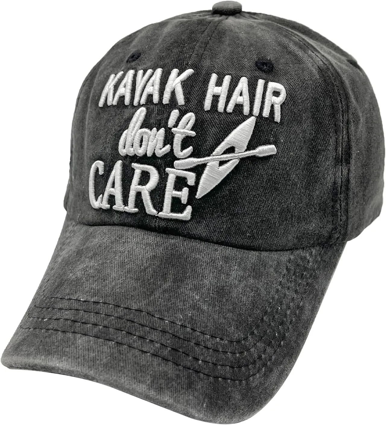 Women's Kayak Hair Don't Care Hat, Denim Washed Adjustable Baseball Cap