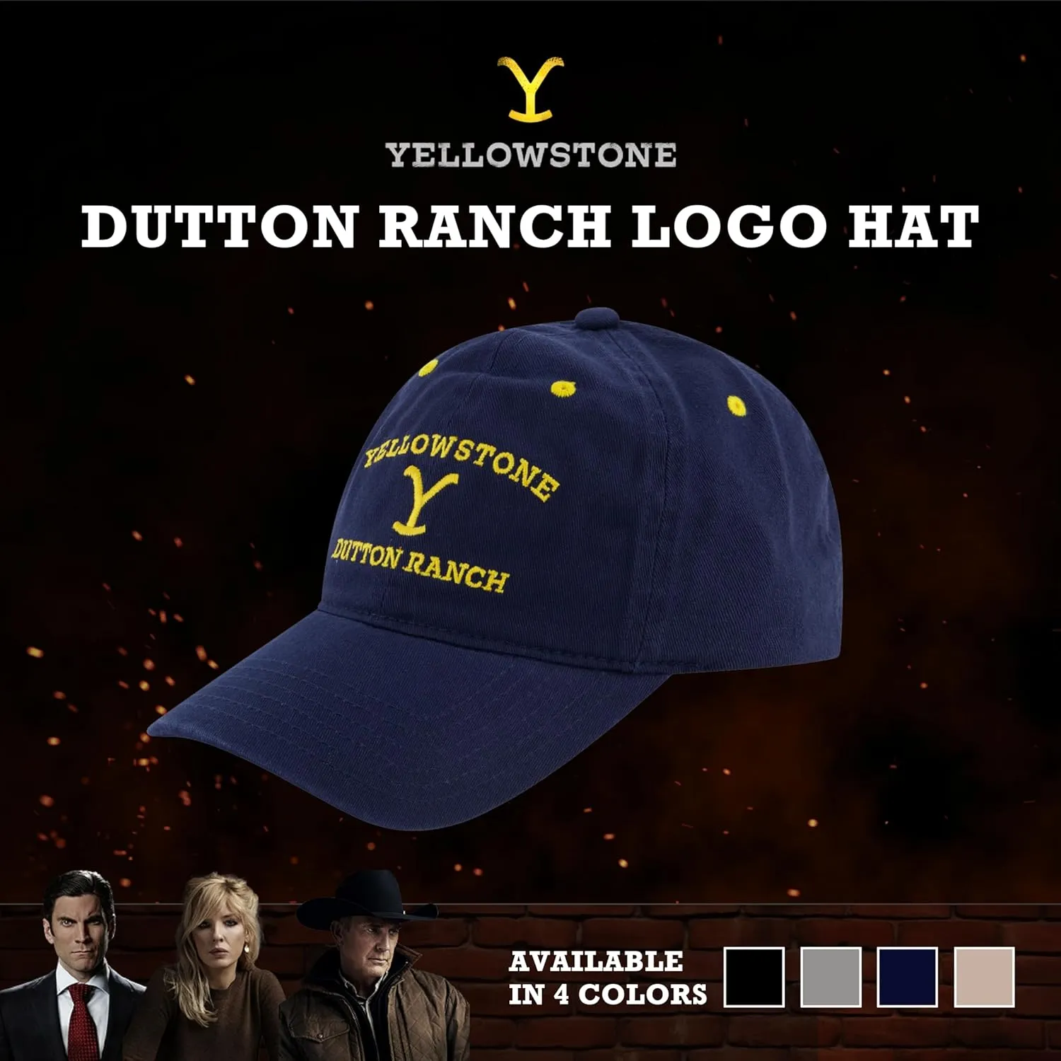 Yellowstone Dad Hat, Dutton Ranch Adjustable Baseball Cap with Curved Brim