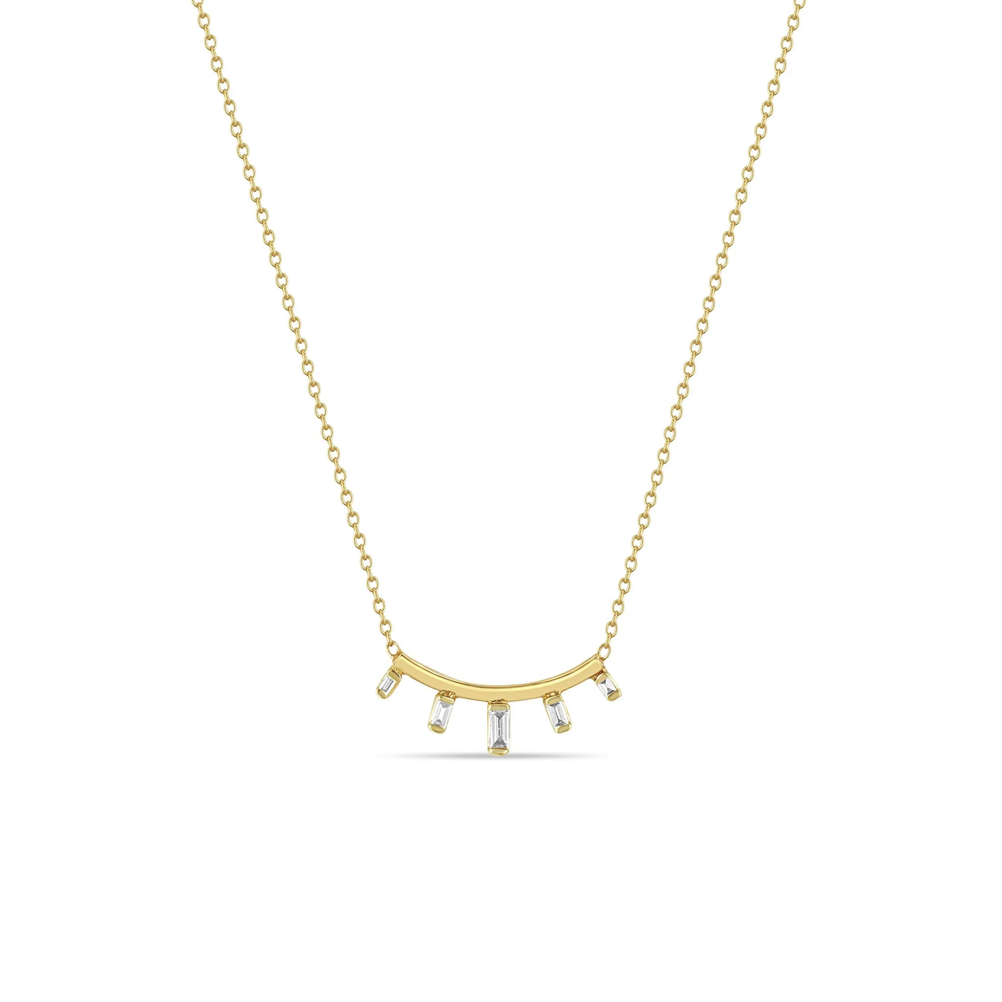 Zoë Chicco 14K Yellow Gold Curved Bar Diamond Necklace